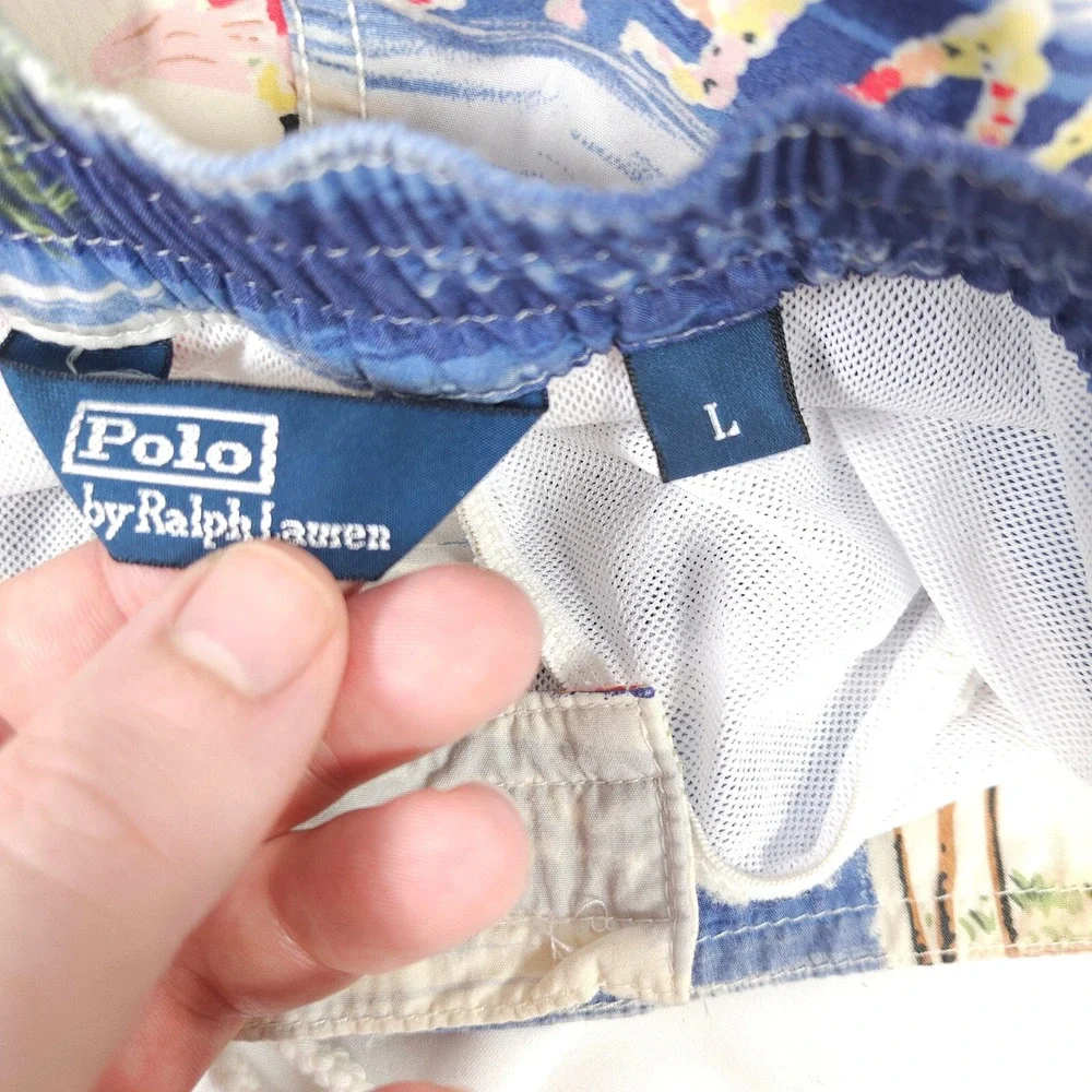 Polo Ralph Lauren Blue Hawaiian Board‎ Shorts Swim Trunks Mens Large